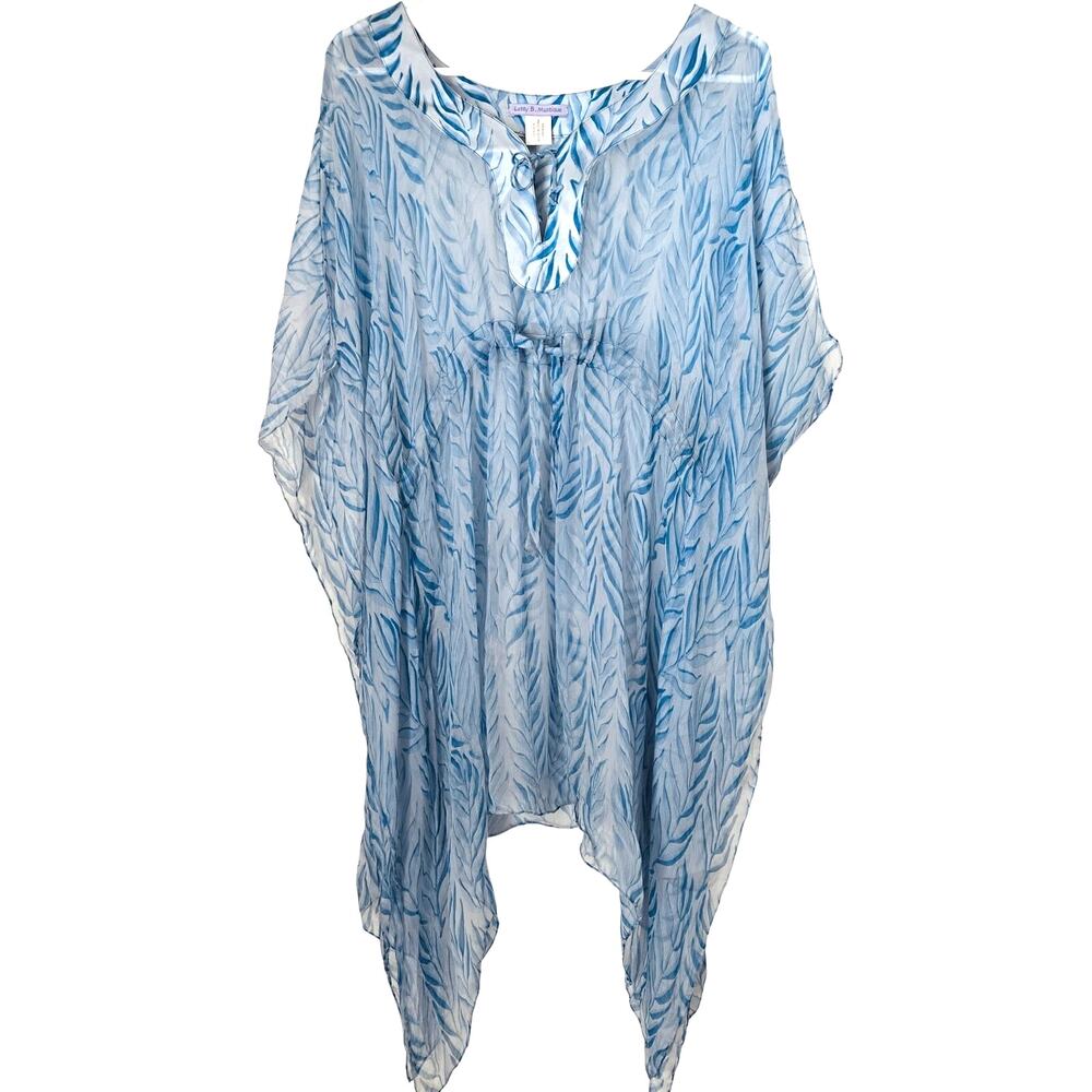 Lotty B. Mustique 100% Silk Swim Cover-Up Kaftan Blue Abstract Print - Picture 7 of 8